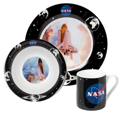 Image de NASA Breakfast Set Rocket - Set de vaisselle 3 pièces assiette, bol & tasse en porcelaine