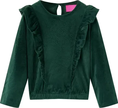Imagen del producto de Blusa infantil con volantes verde oscuro 104