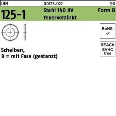 Produktbild von Reyher  Scheiben DIN 125 St. 140 HV B 23 tZn (100 Stück)