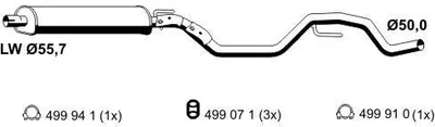 Produktbild von ERNST 043274 Mittelschalldämpfer Schalldämpfer für OPEL Vectra C Limousine (Z02) Vectra C CC (Z02)