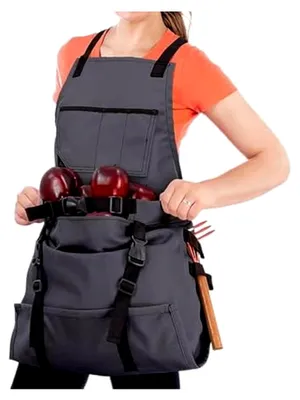 Produktbild von Gärtnerschürze - Wasserdichte Schürze mit Schnellentleerungstaschen für Gartenarbeit, Kochen und Grillen