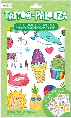 Image de Tatouages temporaires Ooly Tattoo Palooza Cute Doodle World