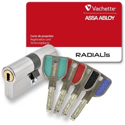 Produktbild von VACHETTE Radialis Schließzylinder - Für Außen- / Eingangstür - Sehr hohe Sicherheit - 4 nicht kopierbare Schlüssel - 42,5 x 42,5 mm