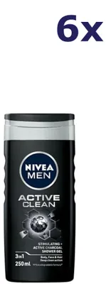 Produktbild von 6x NIVEA Men Active Clean 3-in-1 Douchegel 250ML