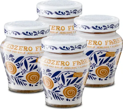 Produktbild von Food-United ZENZERO FABBRI 1905 4x230g Ingwer-Stücke aus Italien eingelegt und halb-kandiert in Sirup - ohne Aroma- Farb- & Konservierungsmittel, geeignet für Ingwer-Obstsalate oder für Cocktails-Drinks Desserts, GVO-Frei Glutenfrei & 100% natürlich