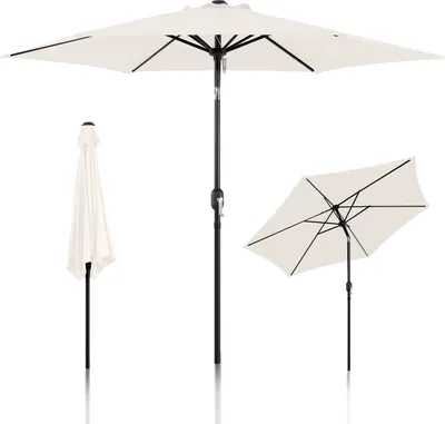 Image de Parasol pour balcon Ø270cm Angle d'inclinaison et hauteur réglables Parasol pour balcon Parasol de jardin Parasol de terrasse Protection solaire Protection UV Parasol pliable, beige
