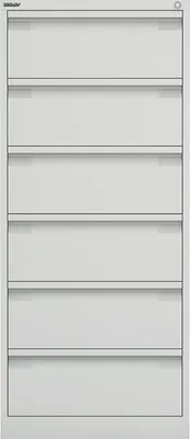 Produktbild von Karteischrank, BxTxH 570x622x1321 mm, DIN A5, zweibahnig, 6 Schubladen, Griffleiste, reinweiß