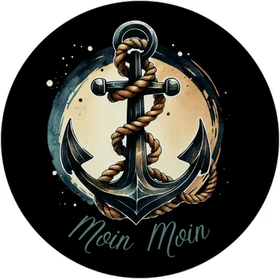 Produktbild von Anker mit Seil Magnet mit Flaschenöffner rund mit Spruch Moin Moin