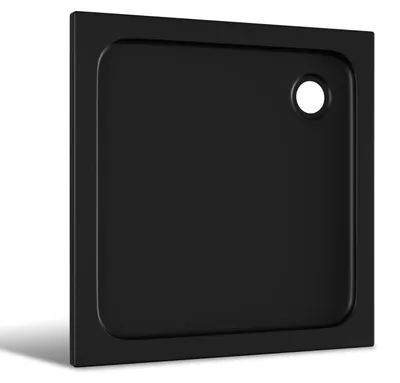 Obrázok produktu pre Ikodm sprchová vanička, 90 x 90 cm, štvorcová, výška 4 cm, akryl, odtokový otvor s priemerom 90 mm, matná čierna farba