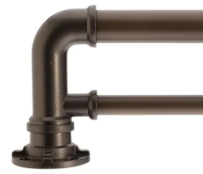 Produktbild von Decopolitan 2,5 cm Industrial Doppel-Gardinenstangen-Set, 45,7 bis 91,4 cm, dunk