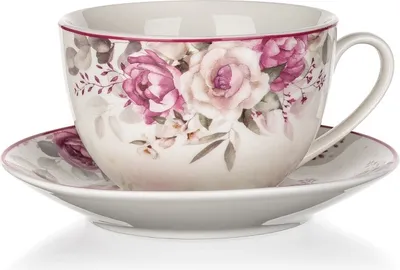 Produktbild von Tasse, Keramiktasse mit Untertasse, Teller Rose Rosen 240 ml