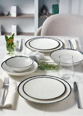 Produktbild von Hermia Concept, GBSATN24KY458SYH, Tafelservice (24-teilig), 100 % PORZELLAN, Schwarz, 25 x 25 x 2 cm