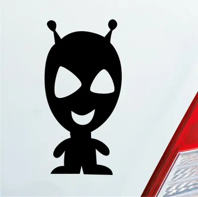 Produktbild von Auto Aufkleber lustiger Alien Außerirdischer All Comic 12x6 cm Schwarz Matt Sticker Heckscheibenaufkleber