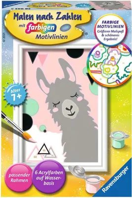 Image de Ravensburger Peinture par numéros 28942 - Lama heureux - Enfants à partir de 7 ans