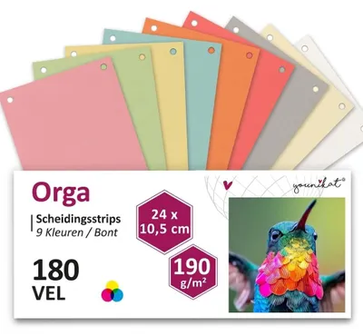Zdjęcie produktu dla Zestaw 180 arkuszy formatu A4 w 9 kolorach, idealny do porządkowania dokumentów