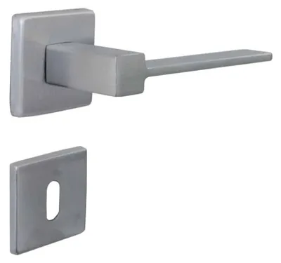 Imagen del producto de Manija de puerta interior (juego) de zamak con acabado cromado satinado mate