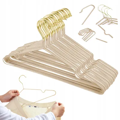 Produktbild von Kleiderbügel PVC beschichtet - 20er Set - Rutschfeste Bügel - Beige-Gold