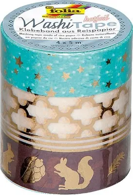Produktbild von folia Washitape Hotfoil Gold III 4er Set Klebeband aus Reispapier