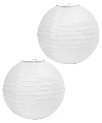 Papierlaternen 30 cm, 2 Stück, rund, weiß, für Feste