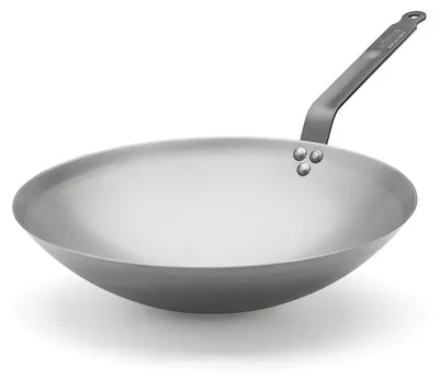 Wok aus Kohlenstoffstahl Ø 35 cm, induktionsgeeignet, Stahlgriff