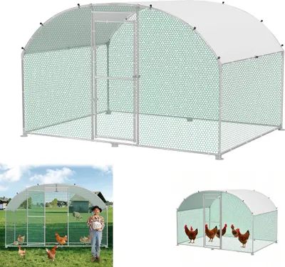 Produktbild von UISEBRT Hühnerstall 3x2m – Robustes Metall-Freilaufgehege für Geflügel & Kleintiere, Verzinkter Stahlrahmen & PE-Dach, Bogenaufsatz
