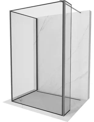 Obrázek produktu pro Mexen Kioto sprchová zástěna Walk-in 100 x 100 x 30 cm, černý rám, gun metal - 800-100-100-221-95-70-030