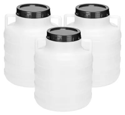 Produktbild von Garronda Set 3x 5 Liter Weithalsfass BPA-frei Futtertonne Fass Universalfass Lebensmittel Fass Regenfass für Garten Regentonne mit Deckel Regenwassertonne für Garten Wassertonne GD-0125 Weiß
