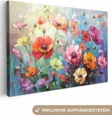 Obrázek produktu pro OneMillionCanvasses® - Obrazy na plátně - Květiny - Barevné - Akvarel - Příroda - Léto, nástěnné umění, nástěnné dekorace Obývací pokoj, 120x80cm