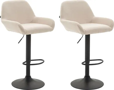Produktbild von CLP 2er Set Barhocker Braga Stoff drehbar und höhenverstellbar creme Gestell Farbe schwarz