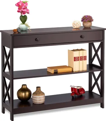 Image de Table console avec tiroir et étagère