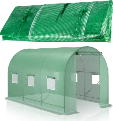 Produktbild von MalTec Foliengewächshaus Ersatzabdeckung für Gartentunnel 7,5m2 Grün 2,5x3x2m Gemüse Obst 140g/m2