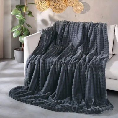 Produktbild von Felldecke kuschelige Wohndecke Webpelz Nerz Optik anthrazit 150x200