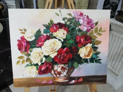 Image de Peinture à l'huile, tableau, œuvre d'art, peinture à l'huile, fait à la main, dimensions : 54 x 64 cm.