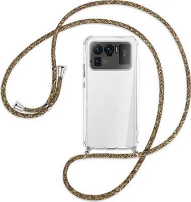 Produktbild von Handykette Backcover-Schutzhülle mit Band (Metall silberfarben) für Xiaomi Mi 11 Ultra - braun+beige