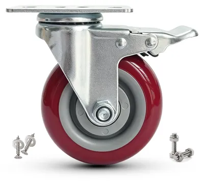 4 Schwerlast-Rollen mit Bremse, 100 mm, 600 kg
