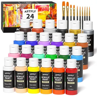 Immagine prodotto di Set di colori acrilici con 24 colori e 10 pennelli