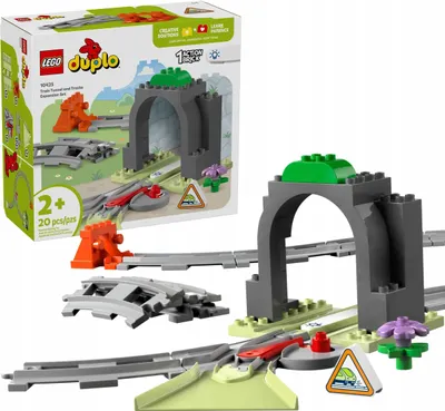 Image de LEGO DUPLO Town Tunnel ferroviaire et rails - Set d'extension, cadeau pour les jeunes enfants, développe la dextérité, set de jeu pour les fans de véhicules à partir de 2 ans, jouet éducatif créatif 10425