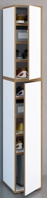 Produktbild von VCM Holz-Schuhschrank | Maße: B. 30 x H. 183 x T. 33 cm | Allzweckschrank | 9 Fächer | 2 Drehtüren - Salia Breite 30 cm