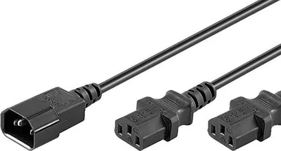 Immagine prodotto di Microconnect PE061318 1,8 m accoppiatore C14 2 x accoppiatore C13 Cavo di alimentazione nero (PE061318, DEL-109D)