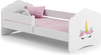 Obrázok produktu pre Jednolôžková posteľ Wave 140x70 so zábradlím - Unicorn horn