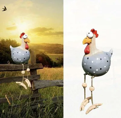 Produktbild von Keramische Handgemaakte Tuinfigur – Dekorative Henne mit Pflanzstift – Gartenornament
