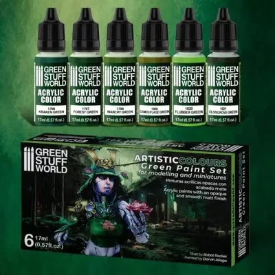 Produktbild von Green Stuff World GSW10115 - Paint Set - Green  - Neu