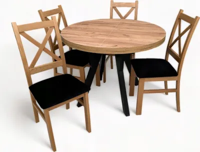 Produktbild von Runder Tisch 90/190 Dab CRAFT + 4 Stühle Set
