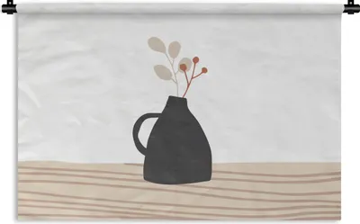 Produktbild von MuchoWow® Wandteppich Wandbehang Sommer - Blume - Schwarz 60x40 cm Tapisserie Dekoration Wandtuch - Wanddekorationen