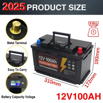 Productafbeelding van LiFePO4 Accu - Lithium Accu - Lithium IJzerfosfaat Batterij - Lithium Batterij - 12V 100AH - Ingebouwd BMS