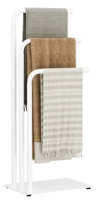 Productafbeelding van Handdoekrek 3-laags - Vrijstaand met Plank - Metaal - 40 × 30 × 80 cm - Wit