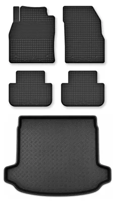 Image de Tapis en caoutchouc + bac de coffre pour Audi e-Tron 2020- – 5 pièces, noirs, semi-universel, adapté