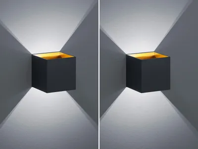 Produktbild von 2 Kubusförmige LED Wandleuchten in schwarz matt 10x10x10cm Wandspot Würfelform