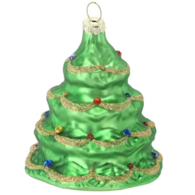 Produktbild von MIKONI Weihnachtskugel | Weihnachtsbaum (8,1cm x 6,8cm) | aus GLAS, Christbaumkugel, Mundgeblasen, Handbemalt, Christbaumschmuck, Zapfen