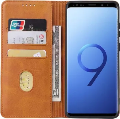 Immagine prodotto di Smartphonica Custodia per Samsung Galaxy S9 in ecopelle con chiusura magnetica e portacarte a libro - Marrone